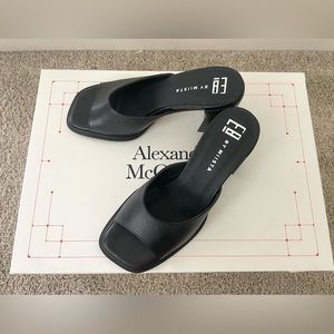Miista Marlon Black Leather Slide Sandal